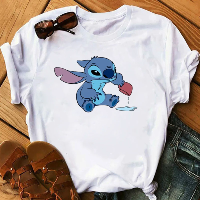 Графическая женская футболка с рисунком любви Lilo простроченные футболки женская футболка с коротким рукавом повседневные топы Camisas Mujer футболка