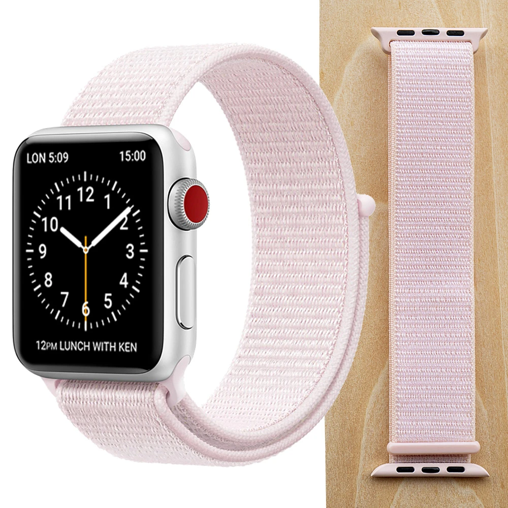 Pear Pink Новая высококачественная нейлоновая Спортивная петля для Apple Watch band Series 4 3 2 1 мягкий дышащий тканый ремешок 44 мм iwatch 42 мм 38 - Цвет ремешка: Pear Pink