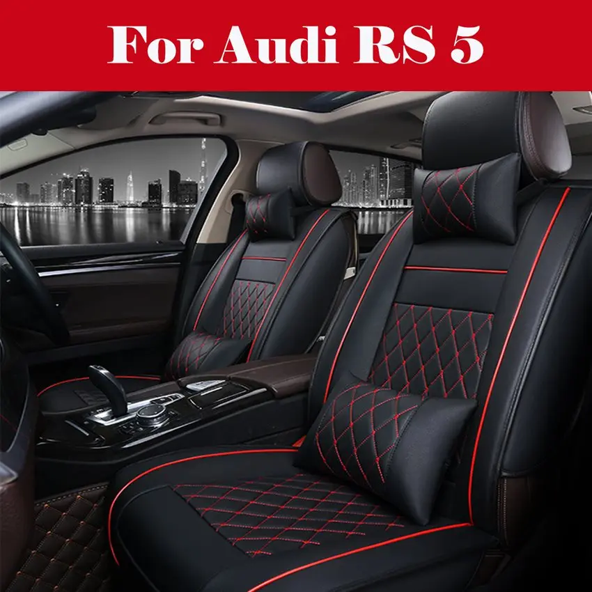 

5 Car Seat Covers Full Set with Waterproof Leather Universal for Sedan SUV Truck Seat cushion For Audi RS 5
