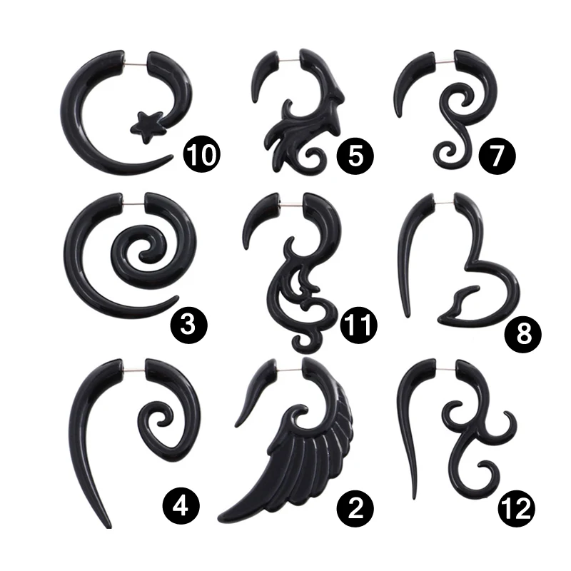 Поддельный пирсинг уха шпильки 1 шт. панк акриловые обманщиков Твист Спираль с