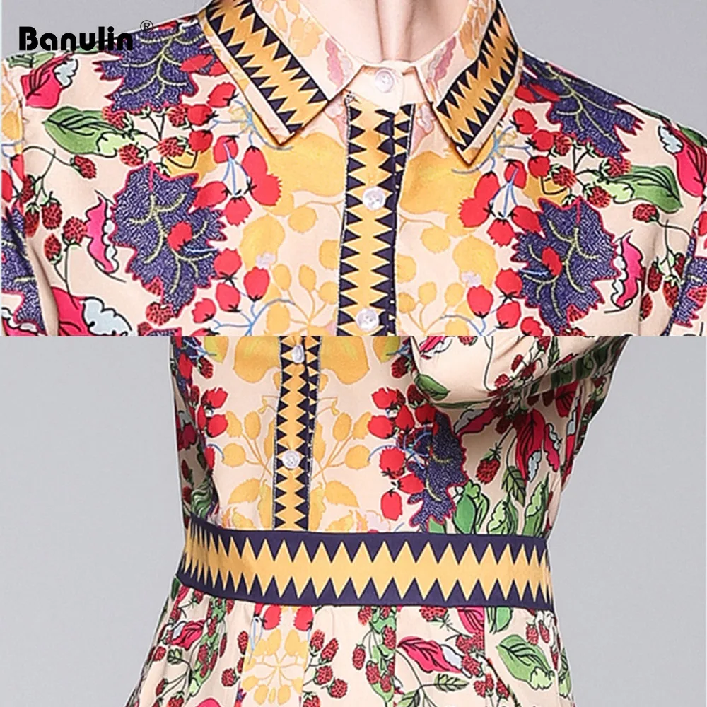 

Banulin 2020 Newest Spring Summer Runway Long Maxi Women Dress Charming Floral Printed Long Sleeve Slim Vintage Dress vestidos
