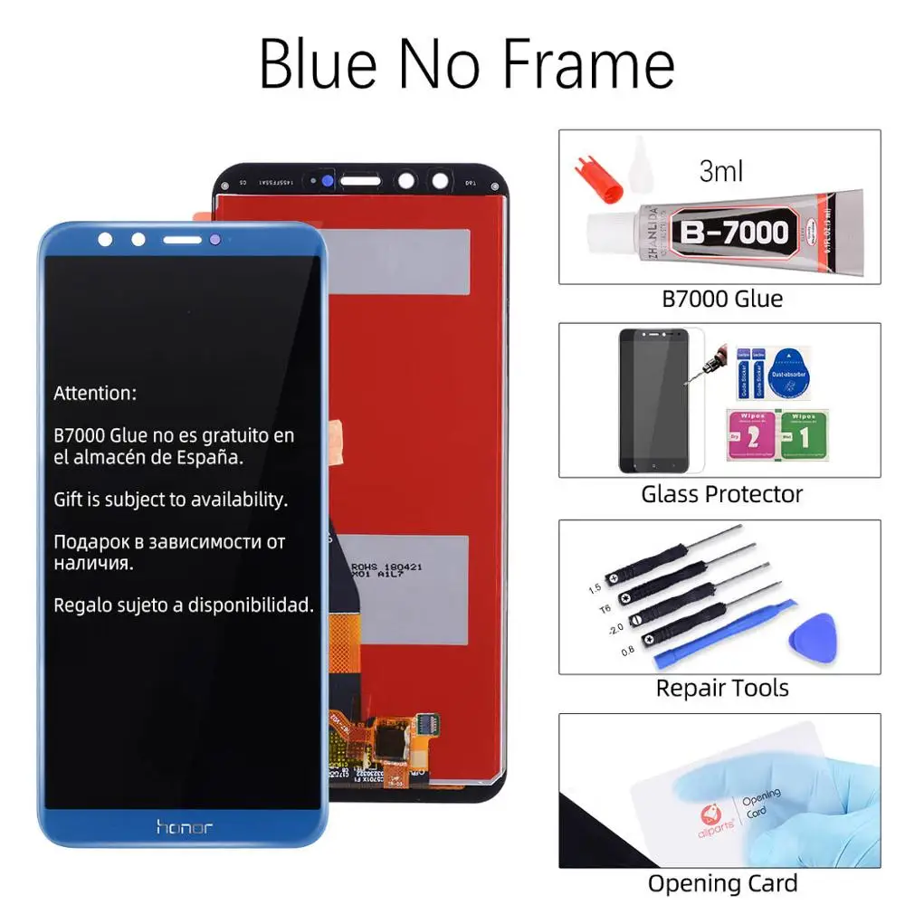 Blue No Frame Дисплей для HUAWEI Honor 9 Lite lld-al00 al10 tl10 LCD в сборе с тачскрином на рамке 5.65'' черный белый золото серый синий - Цвет: Blue No Frame