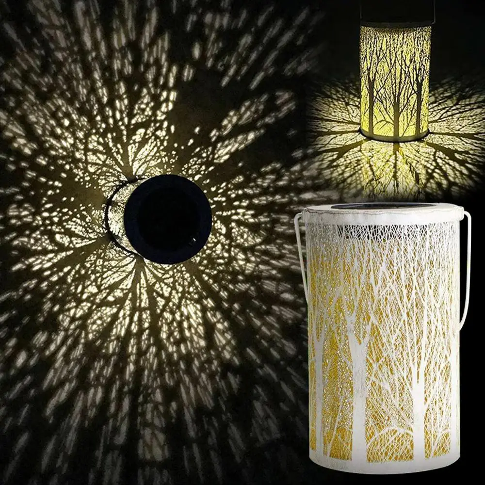 Лампа для проекции ствола дерева на солнечной батарее уличный Железный фонарь