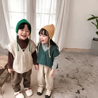 2019 korean boys autumnwinter childrens knitted vest korean version of vintage girls vest cardigan baby girl winter clothes