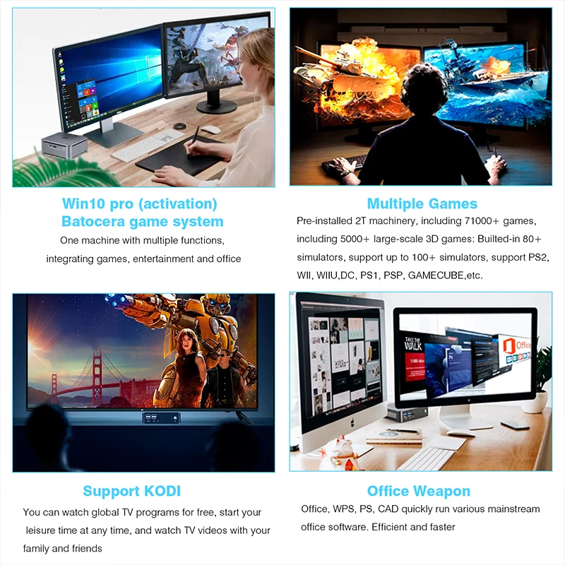 Супер консоль ПК Коробка для PS3/PS2/PS1/WII/DC 71000 + игры мини с двойным экраном выход 2T HDD