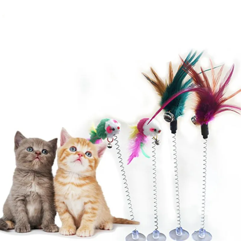 3 шт. забавные игрушки для кошек эластичное перо ложная мышь нижняя присоска