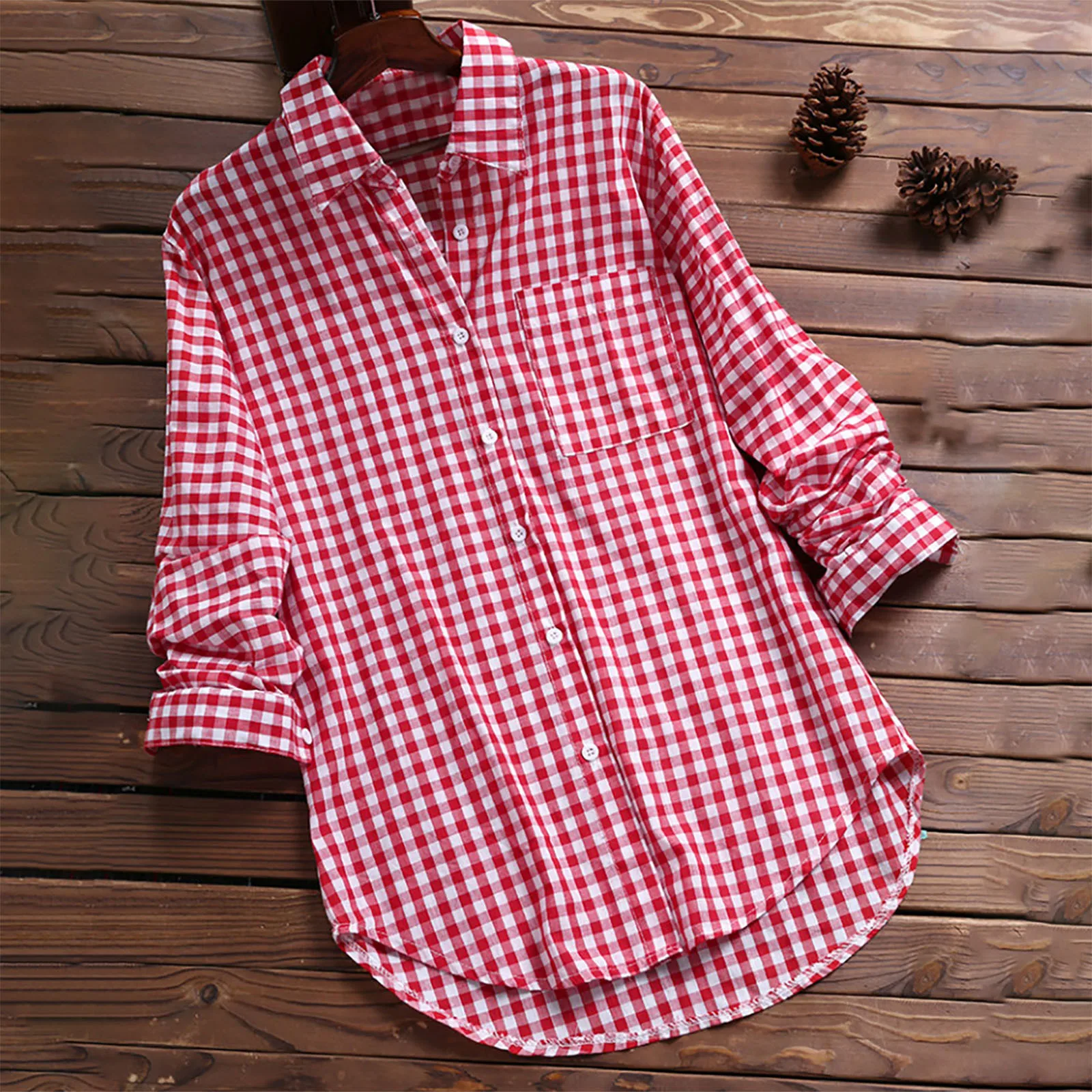 

Spring Plaid Shirts Women Casual Long Sleeve Button Up Top Pocket Plus Size Checked Tunics Blusas Tops Feminina Verao 2022