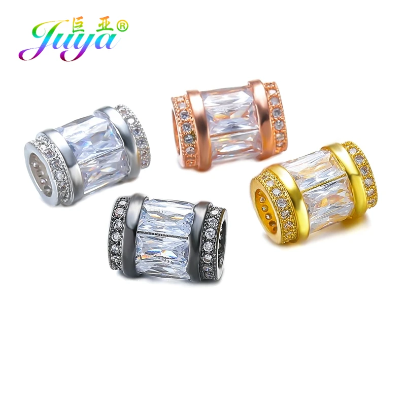 Бисер с большим отверстием Juya DIY золотые кубические бусины из циркония для