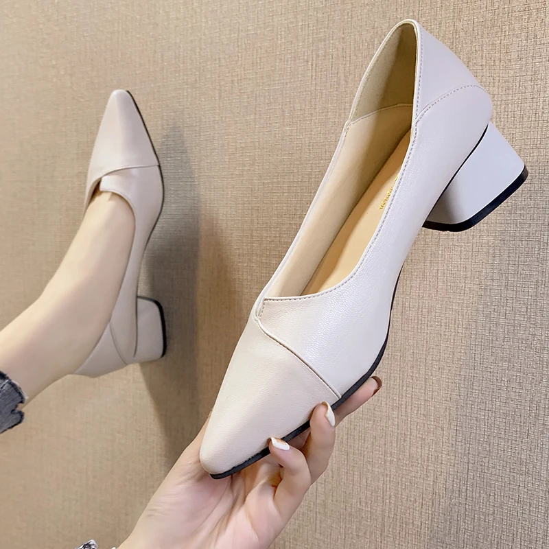 Маленькие кожаные туфли в британском стиле Осенние тонкие на квадратном каблуке