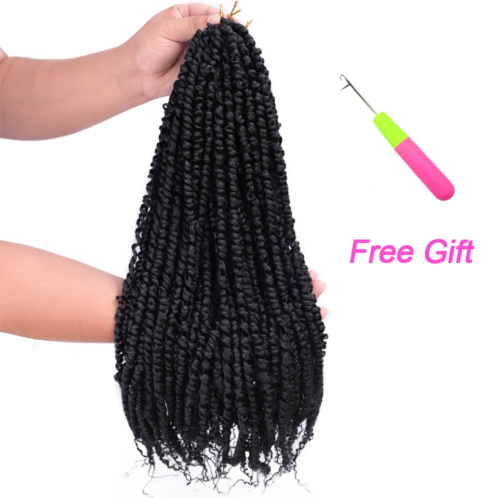 

18"Pre -Passion Twist Crochet Braid Hair Synthetic Ombre Bomb Twist Pre looped Fluffy Spring Twists Braiding Hair for Women