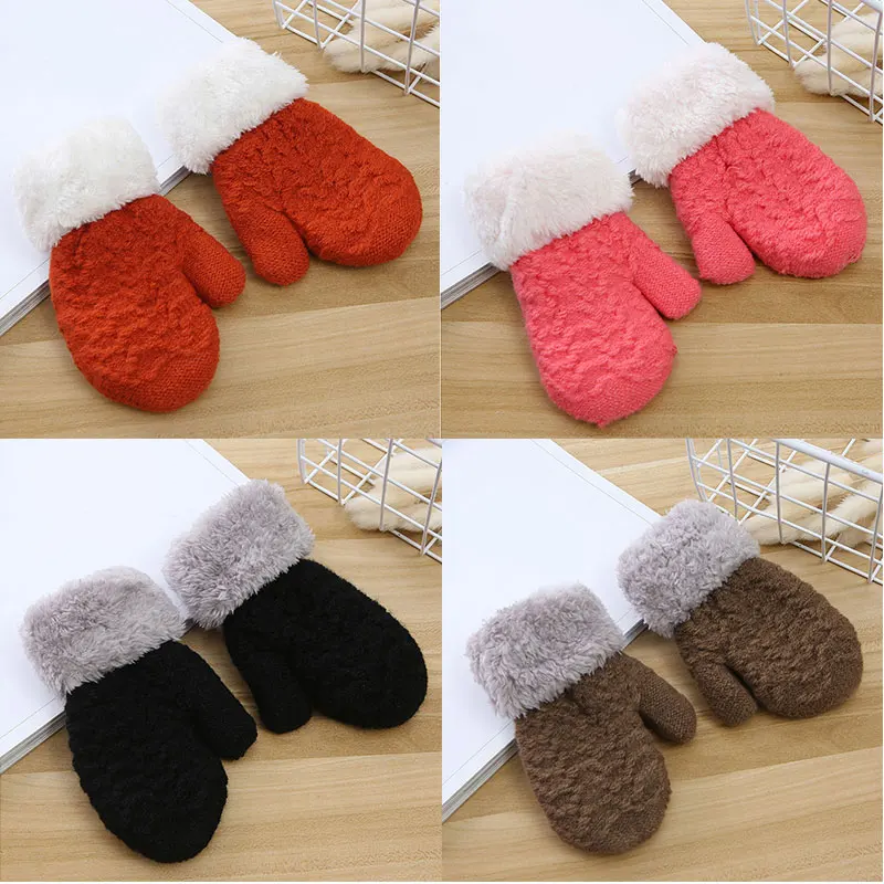 

Winter Boy Girl Gloves Knit Mittens Gloves Christmas Elk Hands Warm Keeper Thickened Gloves for Cold Weather