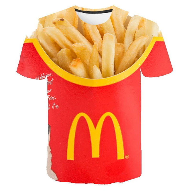 

2022 Hot Sale French Fries 3D Print Funny T Shirt Men Women Fashion Casual Short Sleeve Harajuku Streetwear Oversized T-shirt