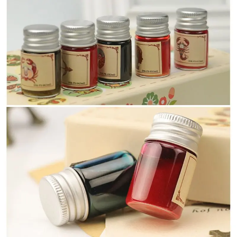 

12 Constellation ink Gold Powder Glass dip pen Student Writing Signature Filling Ink Fountain Pens For Office School Supplies