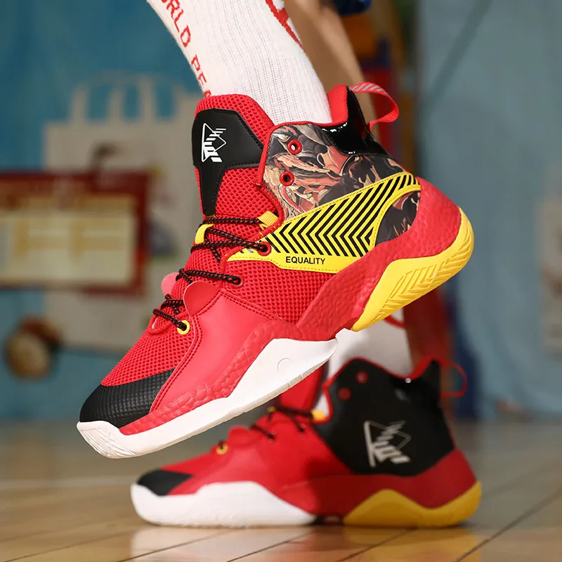New Top quality Red Basketball Shoes Woman Mesh Breathable Men's Red Sneakers Professional High top Men's Basketball Sneakers