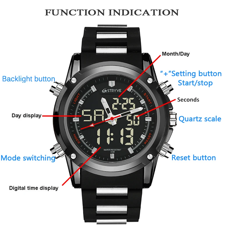 Мужские спортивные часы STRYVE брендовые классические Водонепроницаемые