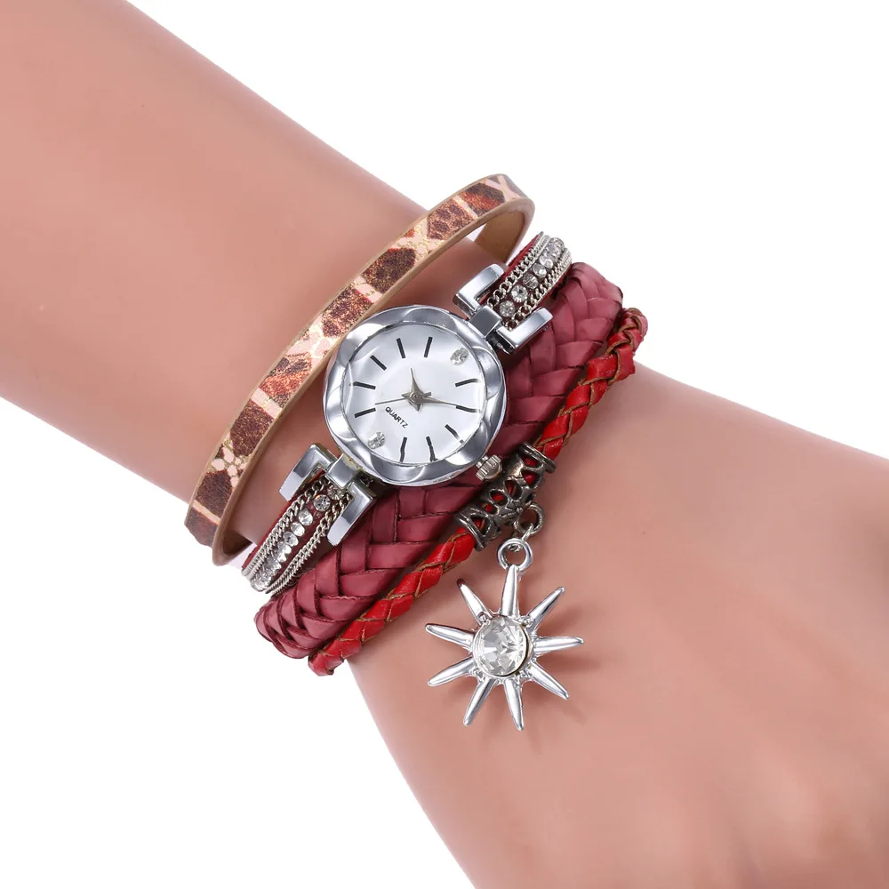 

Creative Personality Diamond Starfish Pendant Color Snakeskin Pattern Woven Women's Bracelet Watch Graceful simple watch