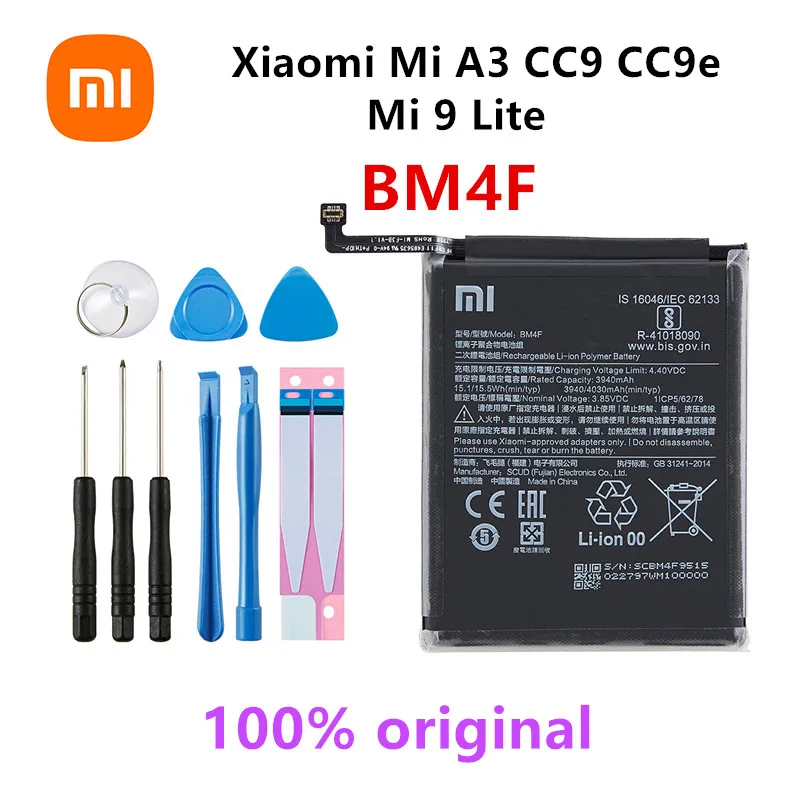 

Xiao mi 100% Orginal BM4F 4030mAh Battery For Xiaomi Mi A3 CC9 CC9e Mi 9 Lite High Quality Phone Replacement Batteries +Tools