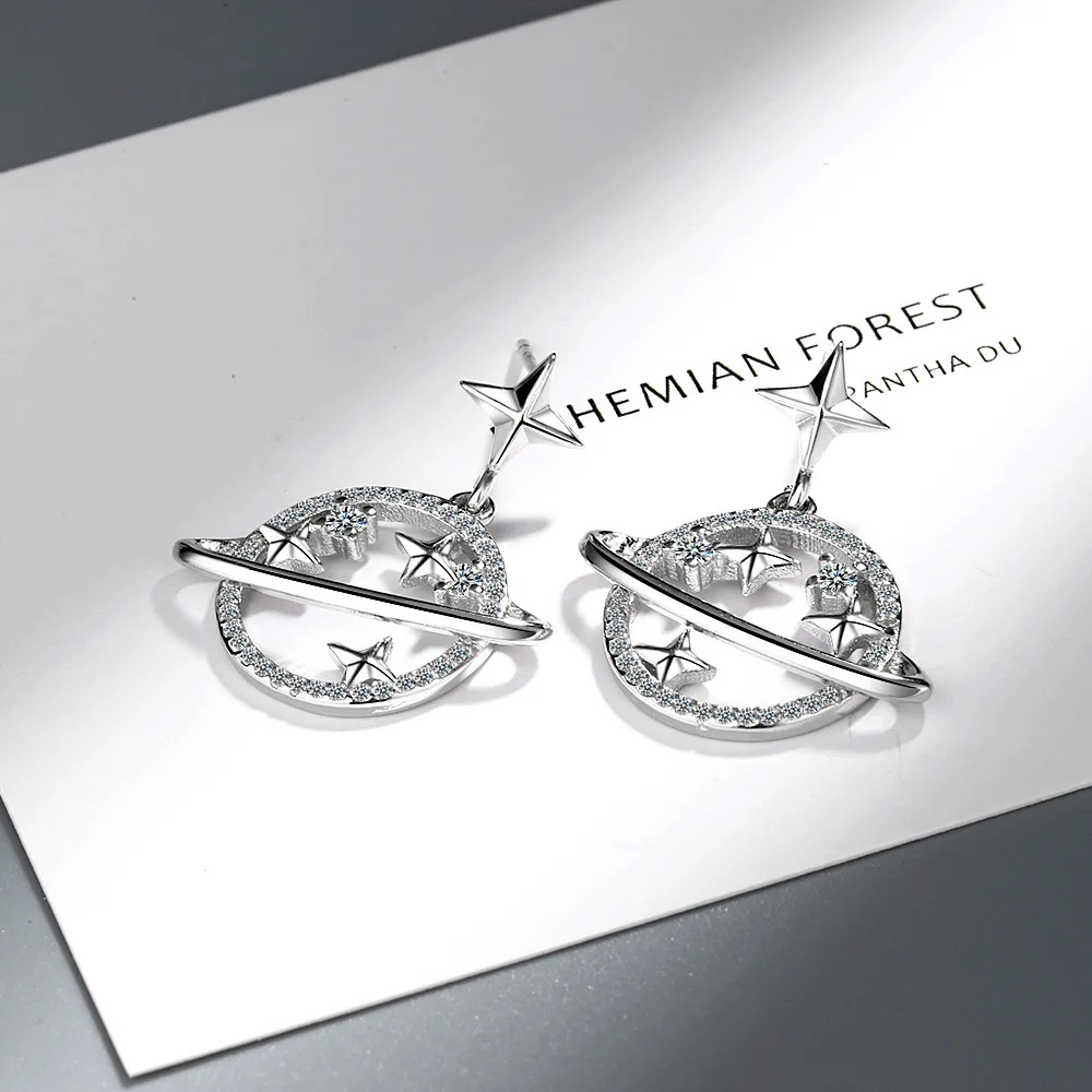 Блестящие серьги-подвески ModaOne с изображением Вселенной планеты звезды из