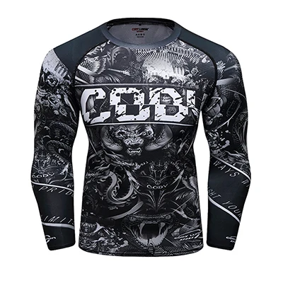 Mma Футболка мужская Рашгард джиу джитсу футболка с длинным рукавом Bjj GI Muay Thai футболки фитнес боксерские майки Рашгард Mma Clothig - Цвет: B