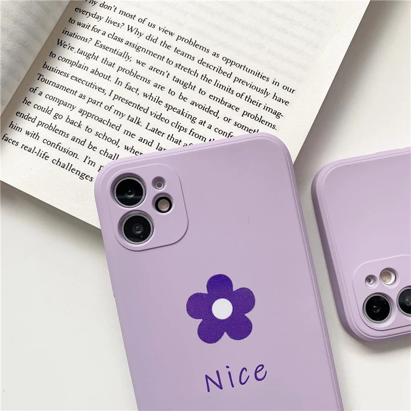 

for iPhone 12 Case Luxury TPU Full Protection Soft Cover Purple Flower Case for iPhone 12 Phone Case