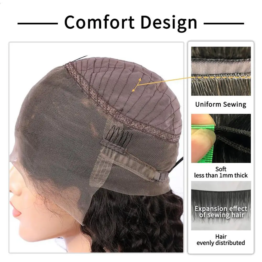 

150% 360 Lace Frontal Human Hair Wigs Pre Plucked Brazilian Remy Hair Kinky Straight Wig With Baby Hair For Black Women