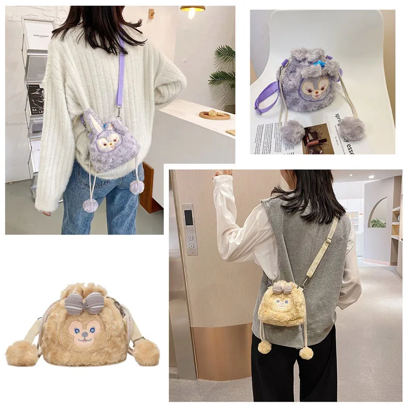 

Плюшевый Рюкзак для кукол Disney Kawaii Stellalou Duffy, мультяшная плюшевая Большая вместительная сумка через плечо, женская сумка-мессенджер