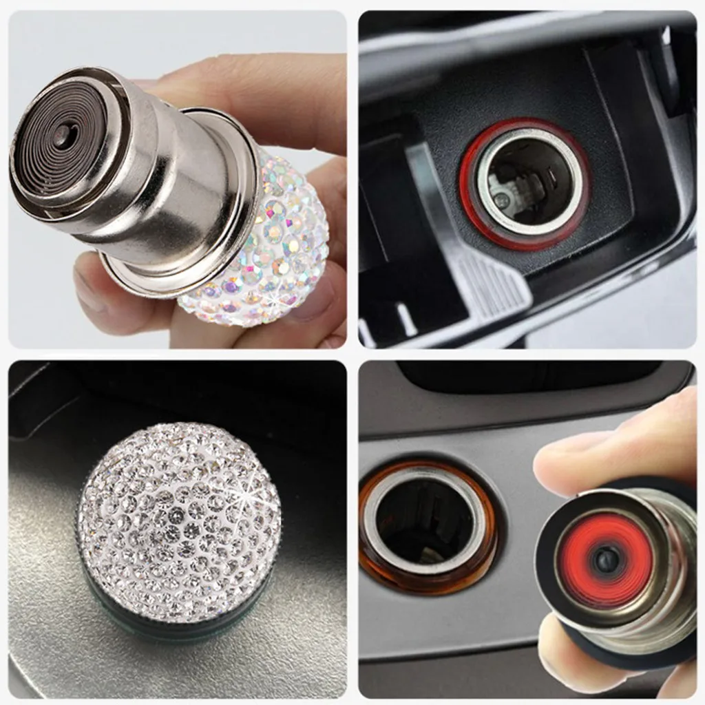 Car Cigarette Lighter Socket Plug Connector Universal Personal Auto Vehicle Metal Rhine-stone Smoke Heater 12V #WN | Автомобили и