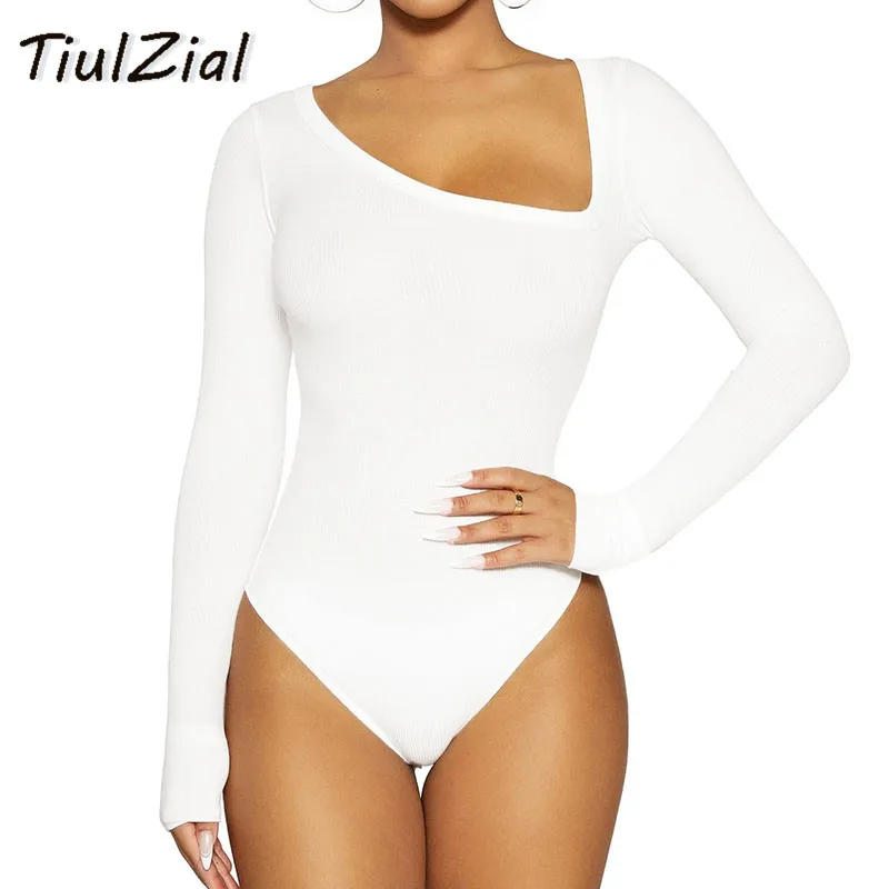 Трикотажное боди в рубчик TiulZial с длинным рукавом облегающее Осеннее