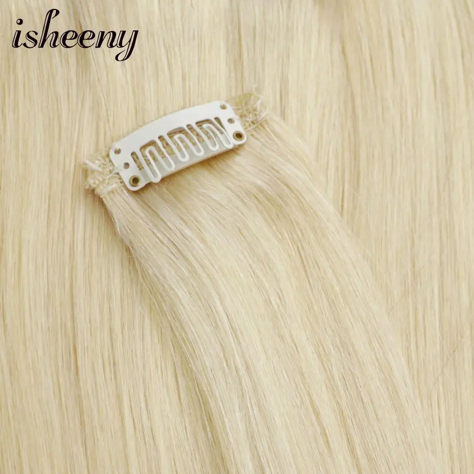 Isheeny Remy человеческие волосы на клипсах для наращивания волос 1"-20" 8 шт./компл. из двойной уточной нити бразильские волосы на заколках для наращивания на всю голову клип на комплект