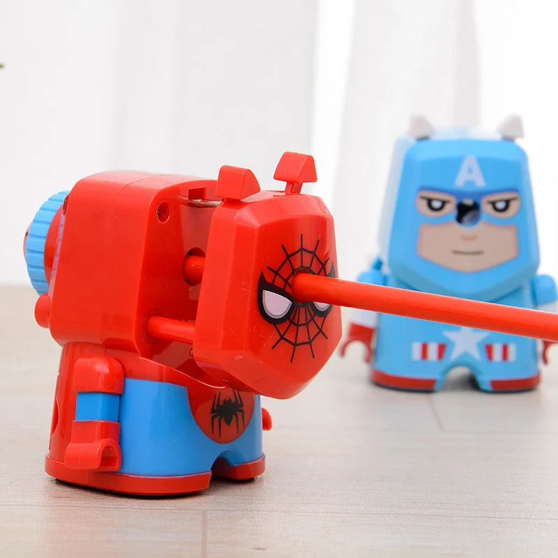 Дисней мультфильм персонаж точилка для карандаша ручная Человек паук Железный