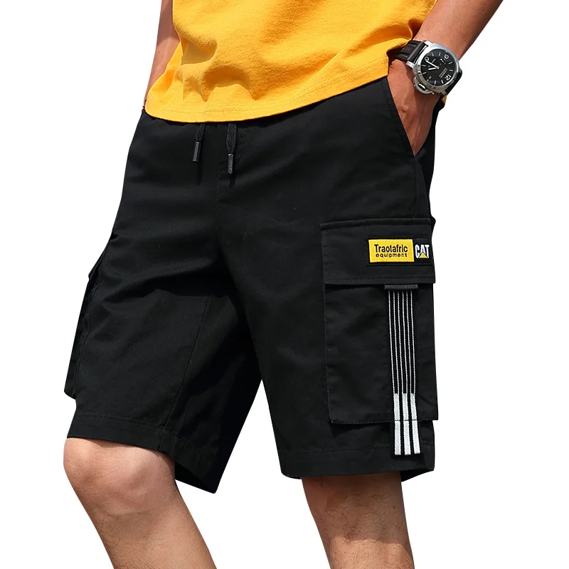 

TFETTERS Ropa De Hombre 2021 Safari Style Shorts Mens Casual Shorts Low Drawstring Straight Knee Length Cotton Solid Short Pant