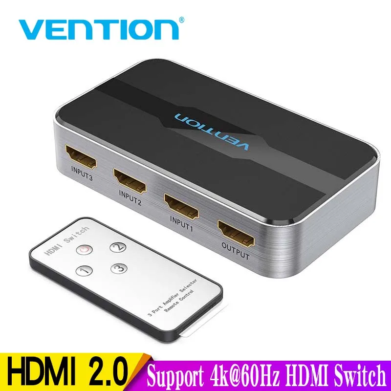 Vention 3 in 1 out HDMI Switch 4K 3D 2.0 HDMI Splitter for PS4 TV Xbox 3 in 1 out with Remote Control Switch HDMI 2.0 Adapter