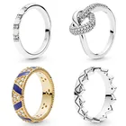 Женское кольцо из серебра 925 пробы, с золотыми блестящими камнями и полосками