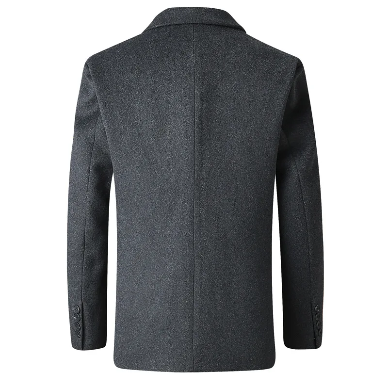 

2019 wool jacket men's fattening plus size winter suit collar business casual fat wool coat