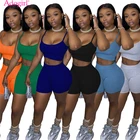 Женский спортивный костюм Adogirl, Модный повседневный однотонный топ, шорты, комплект из двух предметов, брюки, летняя одежда для фитнеса