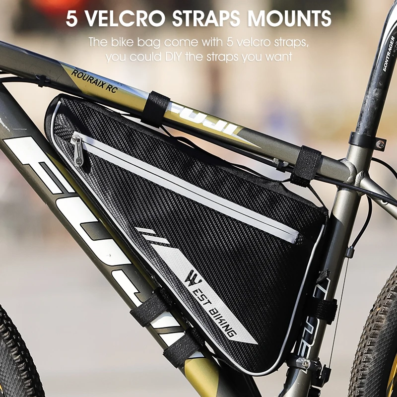 

Треугольная велосипедная сумка, вместительная треугольная Светоотражающая водонепроницаемая сумка с передним фонарем для горного велоси...