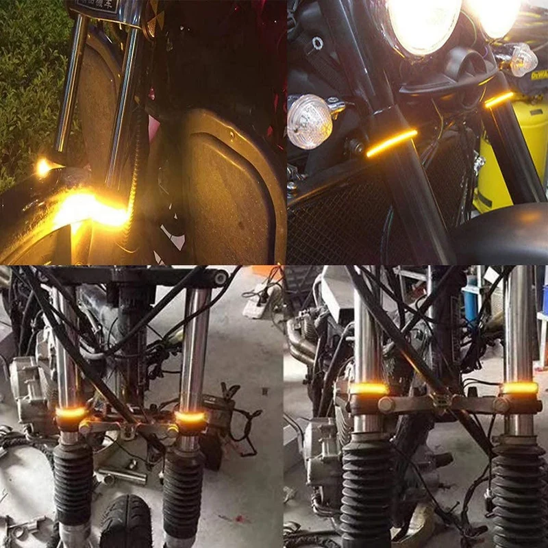 

Universal Motorcycle Fork LED Turn Signal Strip Lights Kit Fit for 45-70mm Fork, 2PCS Amber