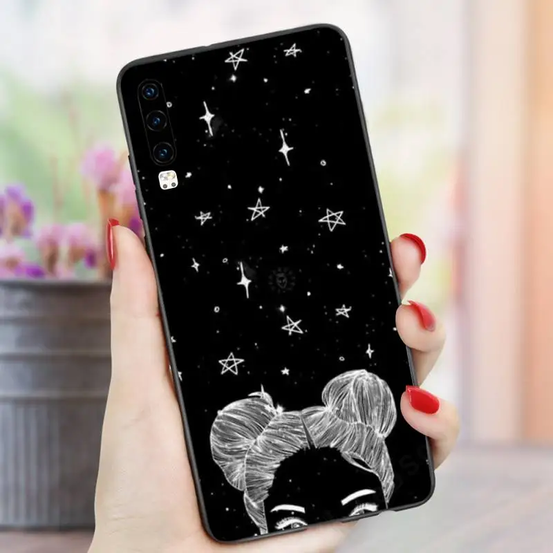 

Moon stars space astronaut Phone Case For Huawei P9 P10 P20 P30 Pro Lite smart Mate 10 Lite 20 Y5 Y6 Y7 2018 2019