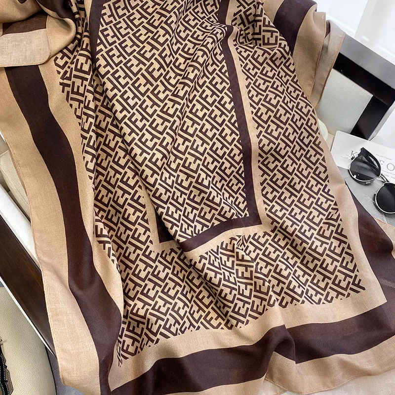 

2020 Female Winter Warm Scarf Cotton Viscose Letter Print Design Women Bandana Large Shawls Hijabs Pashmina Foulard Beach Stole