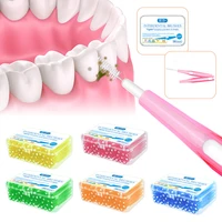 60pcs dental slim soft push pull interdental cleaning brush oral care tool oral hygiene small brush orthodontic wire brush