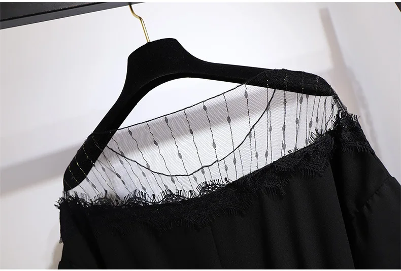 

Large Size Summer Dress Women Loose Slim Lace Dress Korean Casual Stitching Lacing Short-sleeved Vestidos Female Elegant E176