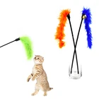 Эластичные перья, палочки для кошек Премиум интерактивная игрушка для питомцев перья в Кот палка для игры для домашних животных котенок товары для кошек аксессуары игрушки для кошек