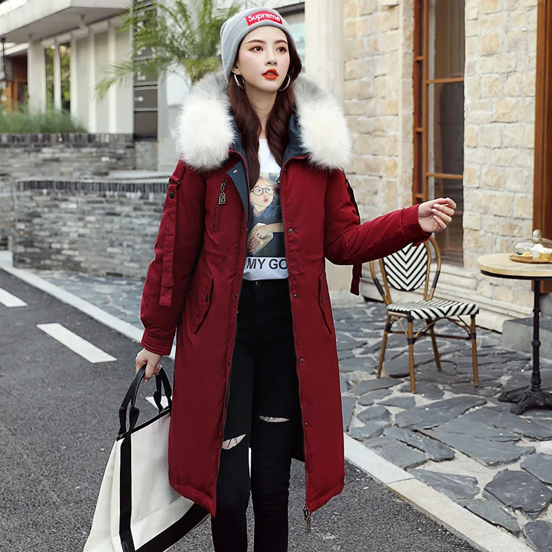 Женская парка с имитацией кроличьего меха хлопковое пальто капюшоном Женское