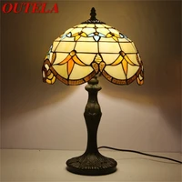 outela tiffany table lamp modern for bedroom creative flower figure led light home decoration