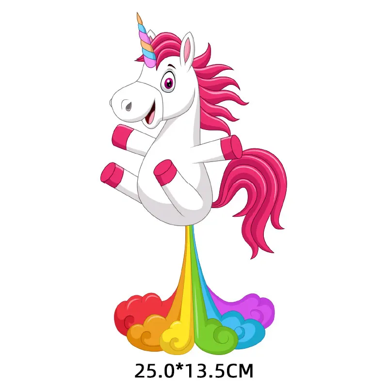 

Cute Colorful Unicorn Iron-on Transfers for Clothing Thermoadhesive Patches on Clothes Flex Fusible Patch Thermal Stickers Vinyl