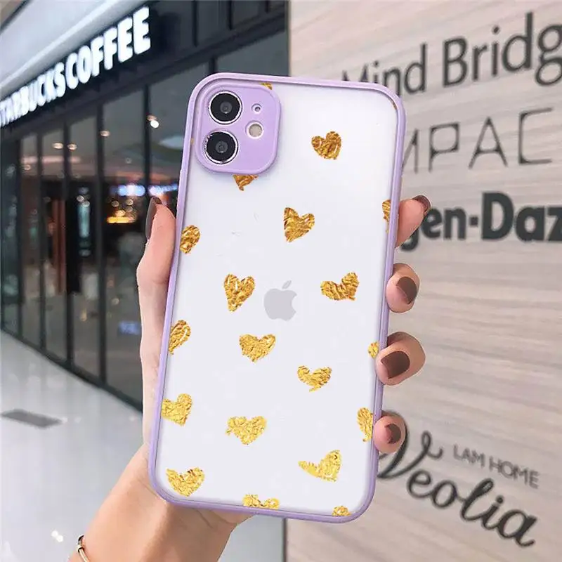 

love heart cute pink Phone Case Matte Transparent for iPhone 7 8 11 12 s mini pro X XS XR MAX Plus cover funda