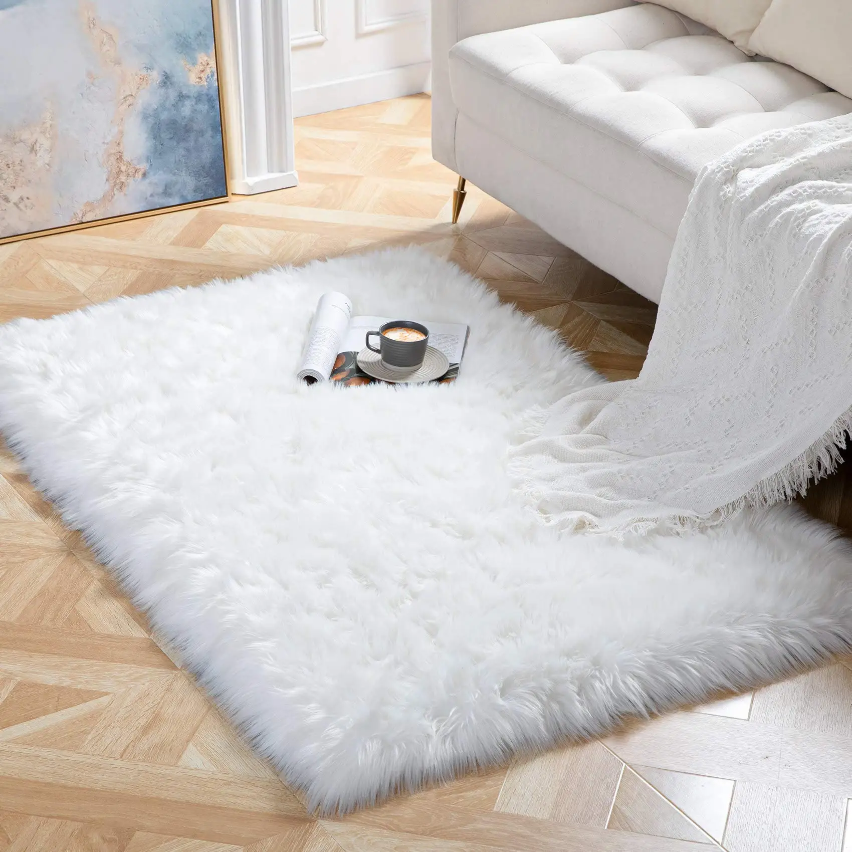 

Luxury Soft Carpet Anti-slip Fur Bedside Carpet Fluffy Children Bedroom Plush Rug for Living Room Floor Door Mat Home Decor