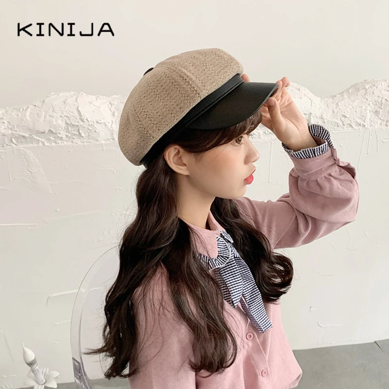 Модная Осенняя восьмиугольная кепка женский берет в стиле пэчворк ретро рисунок