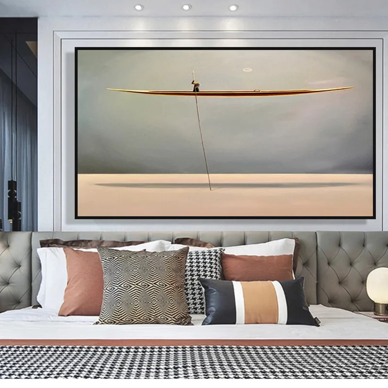 Картина с изображением Золотой лодки гребли на холсте | Живопись и каллиграфия