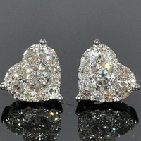 2020 christmas fashion white gold filled ear stud earrings exquisite simple heart temperament shine cubic zirconia earrings wedd
